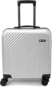 Swiss Military Overnighter Hard Sided Cabin Trolley Bag, Grey Textured 33 Liters Laptop Roller Case, Light Weight Glossy Finish, Silver, Laptop Bags & Cases