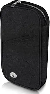 [YDAKGUEY] Family Passport Holder, Travel Wallet Holder & Document Organiser Case, Clutch Bag Men Women for Tickets, ID Card, Credit Cards, Currency Holder - Black
