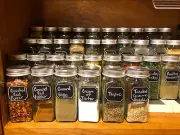 CUCUMI 48pcs Glass Spice Jars with Labels, 4oz Empty Square Spice Bottles with