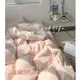 ♡peachlife.♡ 日式奶油雙拼緹花床組 華夫格床包 透氣床包 雙色拼接 素色床包 粉色床包 緹花 床包被套枕套