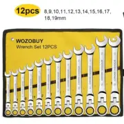 Chrome Vanadium Steel Spanner Ratcheting Wrench SetFlex Head 12pcs