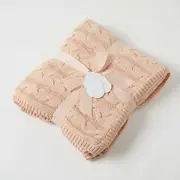 Jiggle & Giggle Aurora Cable Knit Sherpa Baby Blanket-Pink
