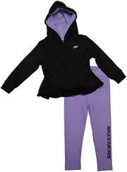 [Skechers] Active Girl's Legging and Long-Sleeve Sweater (3T, Black Purple)