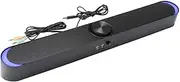 SADA V-198 Mini Computer Speaker Desktop Notebook Deep Bass Speaker Subwoofer with 3.5mm Headphone Microphone Jack, Hidden Design (Black)