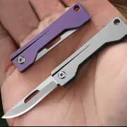 Titanium Alloy Portable Pocket Folding Blade Knife Camping Survival Keychain