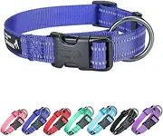 EXCELLENT ELITE SPANKER Classic Reflective Dog Collar Breathable Nylon Pet Collar with Buckle Adjustable for Small Medium Dogs Walking Training(Blue-M)