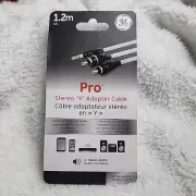 GE Pro Stereo "Y" Adapter Cable 4 Ft 3.5mm Plug RCA Connectors