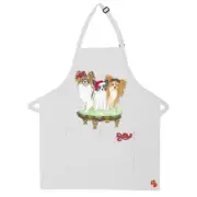 Papillon Dog Christmas Apron Two Pocket Bib Apron with Adj Neck