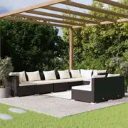 8 Piece Garden Lounge Set with Cushions Black Poly Rattan vidaXL