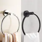 Bathroom Wall Chrome Black Round Hand Towel Ring Single Rack Rail Holder Hanger