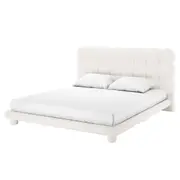 Aina Tufted Boucle Bed Frame - Cream White King