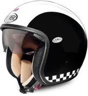 Premier Vintage Retro Jet Helmet, black-white, Size XS for Men Black White