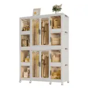 Portable Wardrobe Closet Organizer 12 Cubes with Hanging Rods for Clothes
