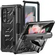 Phone Case For Samsung Galaxy Z Fold 5 Z Fold 4 Z Fold 3 Bumper Frame Pencil Holder Magnetic Flip Solid Colored Silica Gel