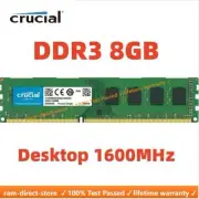 CRUCIAL DDR3 8GB 1600 MHz PC3-12800 Desktop Memory RAM DIMM 240Pins DDR3 8GB 16G
