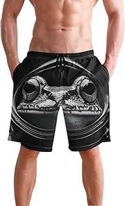 [XYMZR] Cool Frog Black White Men's Swim Trunks Quick-Dry Bathing Suit Swimming Board Shorts S