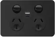 Hager Allure. Twin Socket + USB A+C Matt Black - WBHP2SUSBAC-MB