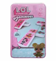 LOL Surprise 1 Set 28pcs Multicolored Dominoes Tin Box 2+ Player Game For Kids