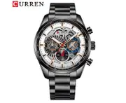 Top Brand CURREN Full Steel Mens Quartz Wristwatch Chronograph Relogio Masculino Fashion Sport Waterproof Wrist Watch Man - Black White