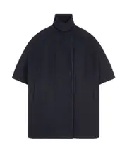 high-collar double breasted coat S,M navy blue