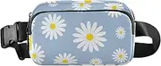 [GuoChe] Cute Fanny Waist Pack Women Men Chrysanthemums Flowers Blue Small Cross Body Bag Belt Pack with Adjustable Strap for Shopping Sports Work, chrysanthemums flowers11, 8" x 5.3" x 2.3", Retro