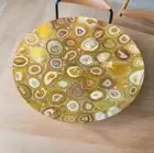 Yellow Agate Round Coffee Table & Agate Side Sofa Table Top, Home Decor Interior