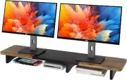 Dual Monitor Stand Riser, Large Monitor Stand for Desk, Monitor Riser with Stora