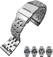 [KAVJU] 20mm 22mm 24mm Silver Stainless Steel Watch Strap Metal Watch Bands For Breitling Premier Avenger Super Ocean Wrist Bracelets