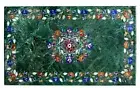 4'x2.5' green Marble Side Corner Centre Dining Coffee Table Top Mosaic inlay
