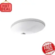 16-1/4 in. Oval Undermount Bathroom Sink in White W/ Overflow Drain NEW