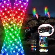WEISEN 3ft RGB Fat LED Lighted Antenna Lights Whip Wire Kit For UTV ATV RZR