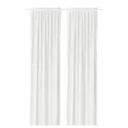 MÄSTERROT curtains, 1 pair, white white/grid with heading tape, 145x250 cm