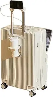 [HTBNFYY] Suitcase, Suitcase Hard Shell with Front Opening USB Socket and Beverage Rack, Suitcase,1,24in