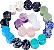 [Oyaface] 22 Pcs Mixed Stone Ear Plugs Kit Stretching Earrings Gauges Set Saddle Double Flare Expander Tunnels for Men Women Earrings Body Piercing Jewelry