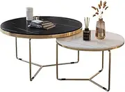 Nesting Coffee Tables Coffee Table Nesting Tables Set of 2, Modern Marble Effect & Metal Frame Stacking Side Tables, Heat Resistant Living Room Furniture