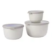 Mepal Cirqula 3 Piece Large Round Storage Container Set - Nordic White
