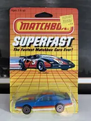 Matchbox Pontiac Firebird - Blue - NEW on Card - Vintage 1985 Superfast SF2