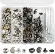 40 Sets Heavy Duty Leather Snap Fasteners Kit, 12.5mm Metal Snap Buttons Kit Press Studs with 4 Install Tools, Leather Rivets and Snaps for Clothing, Leather, Jeans, Jackets, Bracelets, Bags (Line 20)