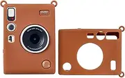 TYUANDOUER Case for Fujifilm Instax Mini Evo Camera, Soft Silicone Cover Fuji Instax Mini Evo Accessories, Lightweight Skin Body Protective Case - Brown