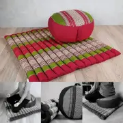 MANGO TREES Foldable Zafu&Zabuton Meditation Cushion Set Red&Green