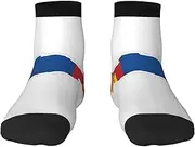 [JEJEA] Mongolian Flag Map print Men's Athletic Cushioned Crew Socks Crew Training Athletic Socks Men and Women for Sports