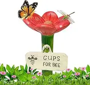 Bee Cup for Garden, Flower Shaped Bee Watering Station, Butterfly Bath Bowl Garden Stakes Decor, Colorful Butterfly Cups for Thirsty Pollinators Feeder Use in Pathway Driveway
