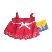 Build A Bear Red White Dress Floral Trim Dress