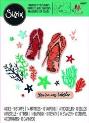 Sizzix Framelits Die Set 14PK w/10PK Stamps You're my Lobster by Sizzix : June