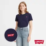 LEVIS 女款 短袖T恤 翻玩夏日LOGO T 迷你LOGO 布章 有機棉 深藍