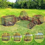 Outdoor Cat Playpen, Cat Enclosure, Outdoor Catio Enclosure, Portable Catio, Kitty Tent, Playpen for Outside, Indoor, Play Tent with Tunnel, Cube, Playhouse, Enclosed, Mesh, Pop Up, Pet Patio, 6 in 1