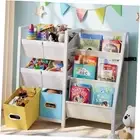 Kids Bookshelf Toy Storage Organizer - Book Shelf for Kids Rooms, 6 Toy Bins