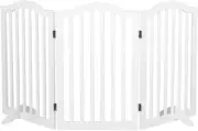 Wooden Pet Gate Dog Fence Safety Stair Barrier Security Door 3 Panels White, Cat