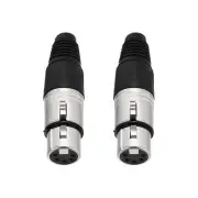 2pcs 5 Pin XLR Female Connector, Microphone Audio Cable Plug Mic Socket,Silver