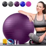 Soft Exercise ball Anti-Burst Yoga Ball Chair Supports 2200lbs Stability Swis...